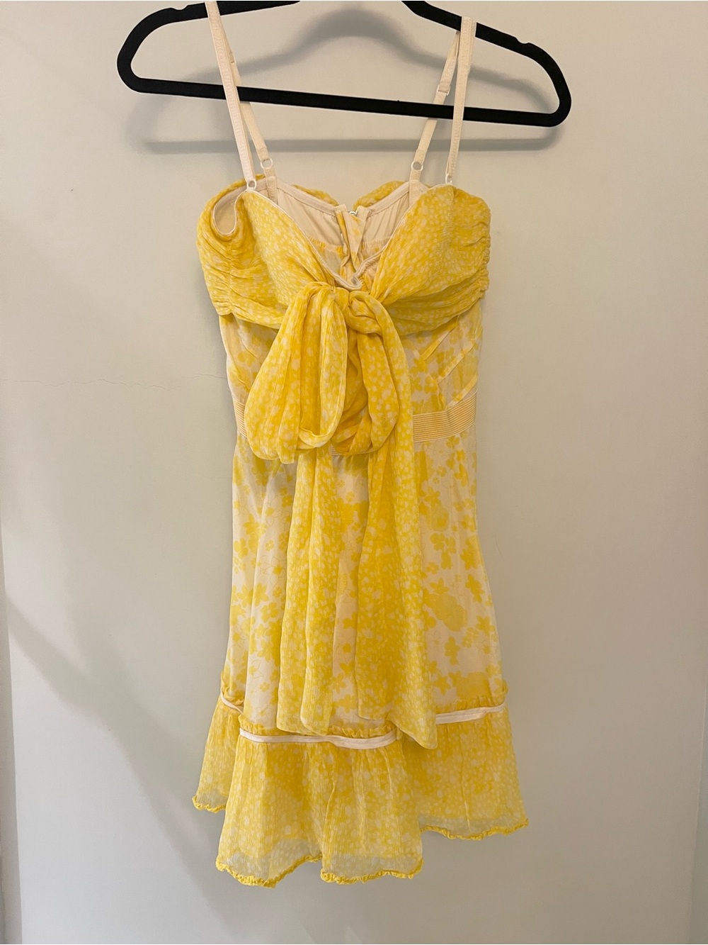 Dolce & Gabbana Yellow Floral Tie-Front Mini Dress with Bow